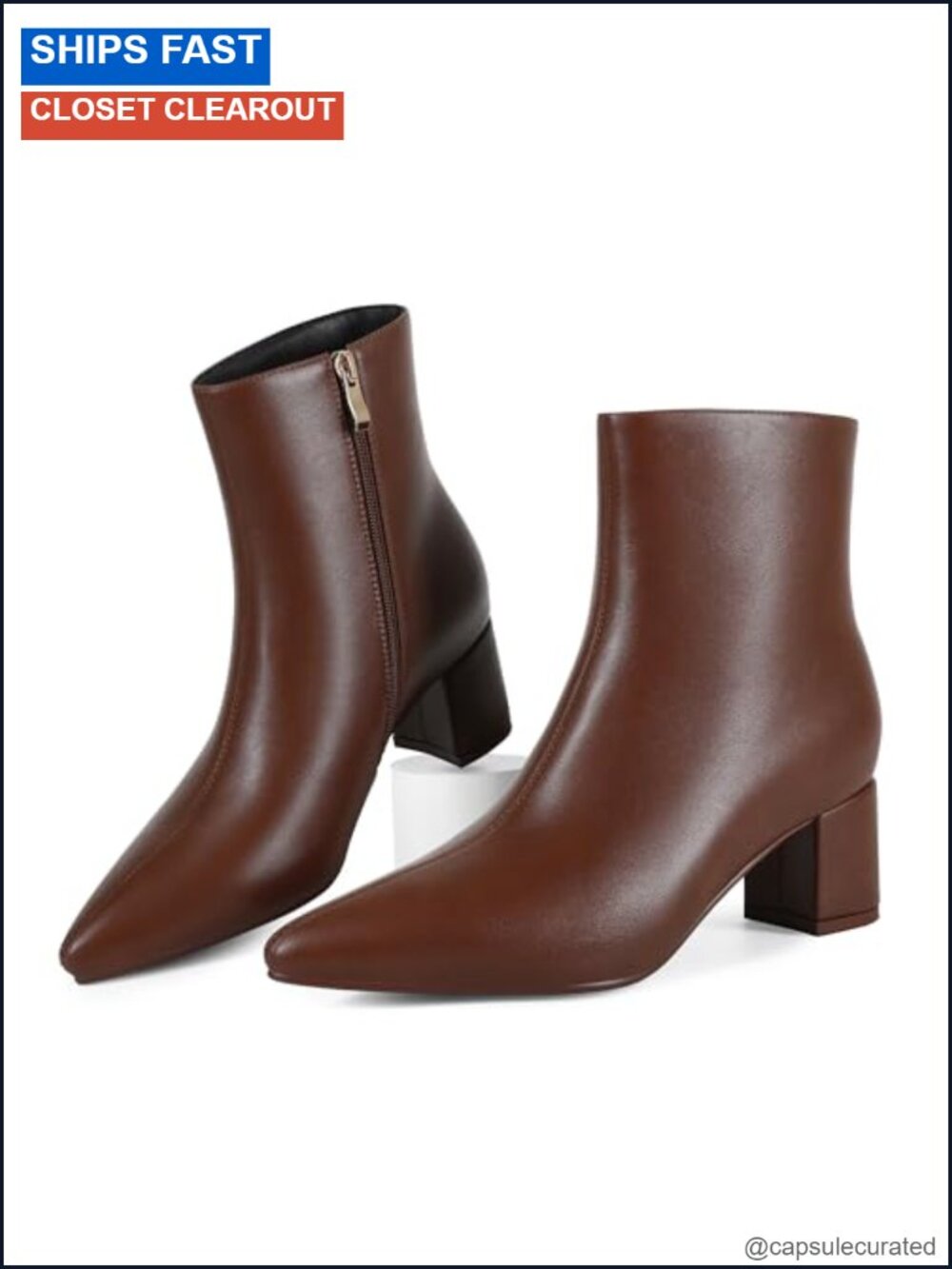 Women's Ankle Boots Pointed Toe Block Low Heel Bootie
